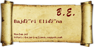Bajári Eliána névjegykártya